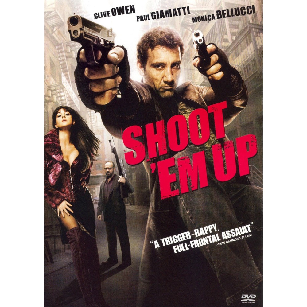 Shoot 'Em Up (DVD), Movies Mr. Smith, the angriest, most hard-boiled man in the world, finds himself entrusted to protect the most innocent thing of all--a newborn child. When Smith delivers the baby in the middle of a gunfight, he soon discovers that the infant is the target of a shadowy force that has sent a team of mysterious and endless assailants, led by Hertz, to erase all traces of the baby. Amid a hail of bullets and facing every conceivable permutation of gunfight, Smith teams up with a prostitute named DQ to solve the mystery as to why the baby?'s life is being threatened before this makeshift family all ends up on the wrong side of a bullet. Everyone wants the baby dead. The big question is why?