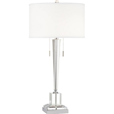 Vienna Full Spectrum Modern Table Lamp 30 1/2" Tall Clear Crystal Glass Drum Shade for Bedroom Living Room Bedside Nightstand Home