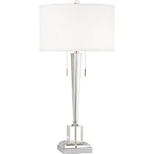 Vienna Full Spectrum Modern Table Lamp 30 1/2" Tall Clear Crystal Glass Drum Shade for Bedroom Living Room Bedside Nightstand Home - 1 of 4