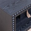 47.6" Rustic Rectangular Coffee Table with Beaded Edge and Open Shelf, Black Wood Centerpiece for Living Room -3irtyhousy - 3 of 4