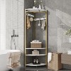 Corner Coat Rack with Storage Bench,Entryway Clothes Rack with Shelf,Corner Coat Rack with 6 Double Hooks,Wooden Hanger Stand for Jackets and Shoes - 4 of 4