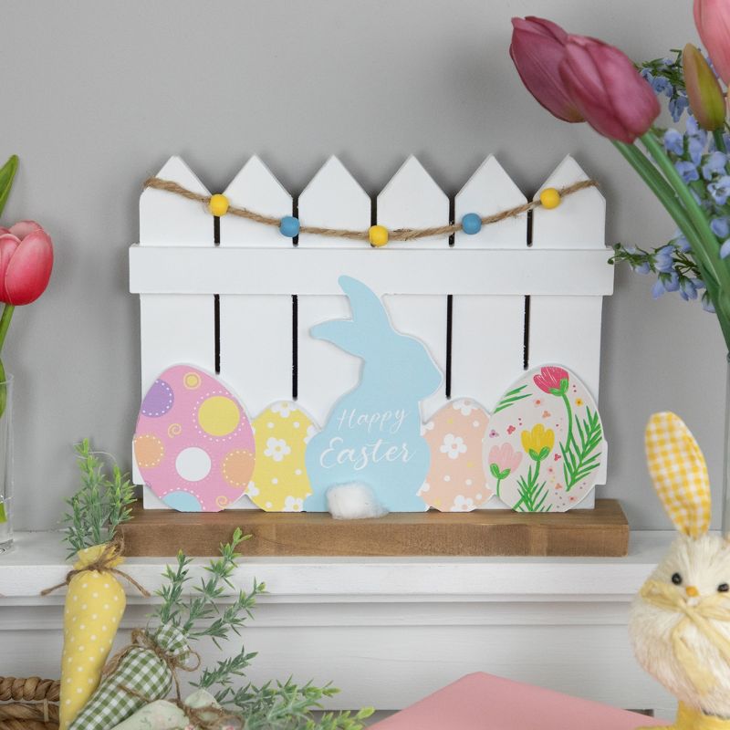 Northlight Happy Easter Bunny with Picket Fence Decoration - 11.75", 3 of 8