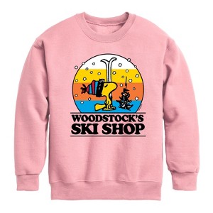 Boys' - Peanuts - Woodstocks Ski Shop Graphic Long Sleeve Fleece Sweatshirt - 1 of 4
