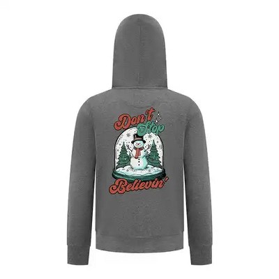 Everyday Kids Christmas Collection Don’t Stop Believin’ Zip Up Hoodie – Holiday Snowman Sweatshirt