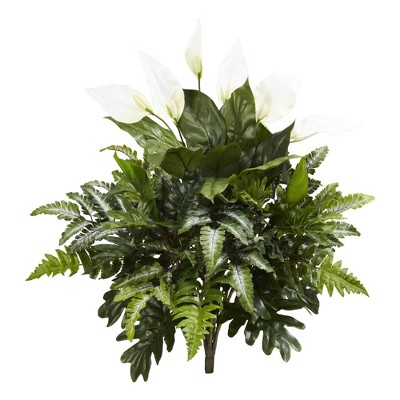 Nearly Natural 27-in Mixed Spathiphyllum Artificial Plant (Set of 2)of 2)