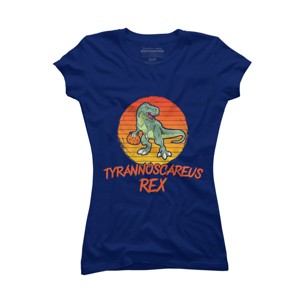 Junior's Design By Humans Tyrannoscareus Rex Funny Dinosaur Halloween Costume By rawresh6 T-Shirt - 1 of 3