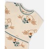Deux par Deux Girl Printed French Terry Dress Off-White and Koala - 4 of 4