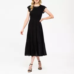 August Sky Women's Smocked Tiered Dress RDC2013-A_Black_Large