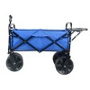 Folding Wagon Garden Shopping Beach Cart (Blue) - 3 of 4
