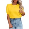Coolmee Women's Puff Short Sleeve Sweater Tops Fashion Business Casual Knit Crew Neck T Shirts Outfits Work Blouses Clothes - 3 of 4
