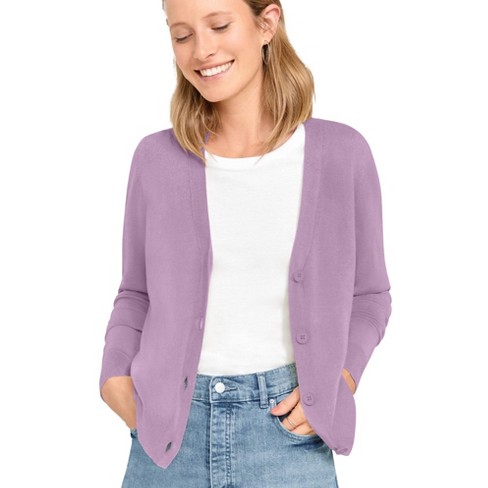 Women's plus clearance size purple cardigan