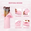 Unique Bargains Portable Silicone Stand-Up Makeup Brush Bag Pink 1 Pc - 4 of 4