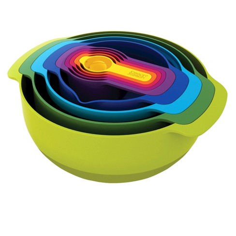 MegaChef 8-Piece Plastic Assorted Colors Mixing Bowl Set with