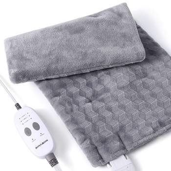 Weighted Heating Pad with Massager, Electric Heating Pad for Back Neck Shoulder Pain Relief with Massaging Vibration