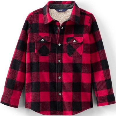 Lands' End Kids Flannel Shacket - Medium - Red/black Buffalo Plaid : Target