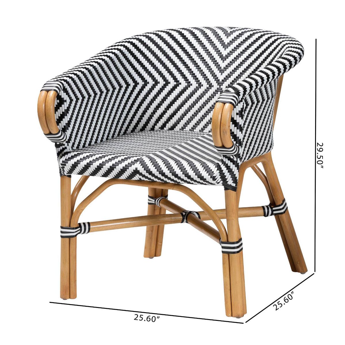 bali & pari Max Rattan 2-Piece Armchair Set with Sloping Arms Natural Brown/Black/White - thumbnail 8