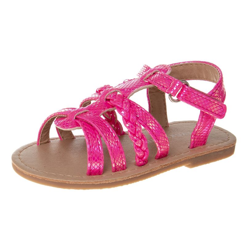 Laura Ashley Girls Hook and Loop Strappy Gladiator Sandals. (Toddler/Little Kids)., 1 of 6