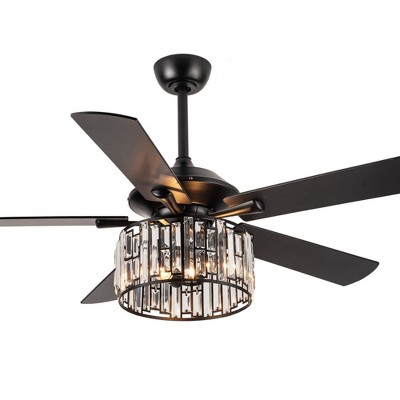 Parrot Uncle 52" Modern Crystal Ceiling Fan with Light and Remote