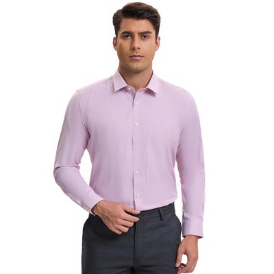 INSPIRE CHIC Men's Long Sleeved Button Down Checked Dress Shirts