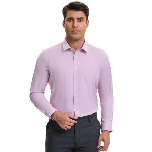 INSPIRE CHIC Men's Long Sleeved Button Down Checked Dress Shirts - 1 of 4