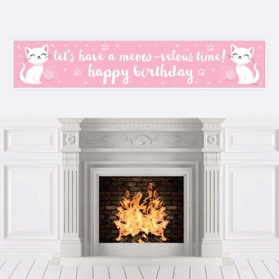 Big Dot of Happiness Purr-fect Kitty Cat - Kitten Meow Happy Birthday Decorations Party Banner