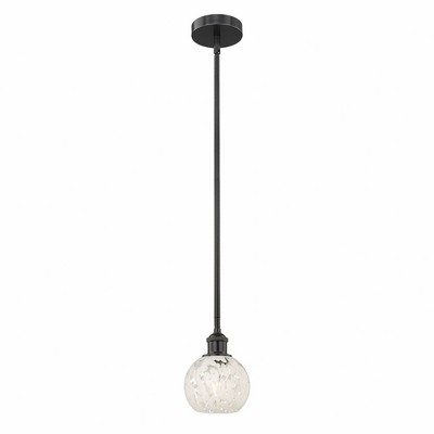 White Mouchette - 1 Light Stem Hung Mini Pendant In Modern Style-7.5 Inches Tall and 6 Inches Wide