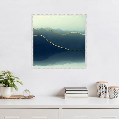 Gold Lined Abstract Mountain Framed Canvas Wall Art