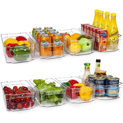 LunaLulinlk Refrigerator Organizer Bins, 8pcs Clear Bins, Pantry Kitchen Organization and Storage, 12.5" Long
