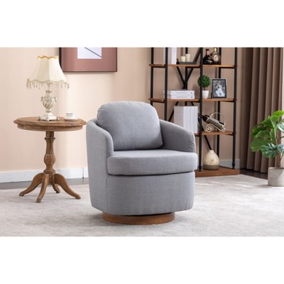NicBex Accent Chair Swivel Chair Sofa Chair Fabric Comfy Chair With Soild Wood Round Brown Base Leg for Bedroom