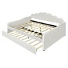 TIRAMISUBEST Full Size Upholstery Daybed with Shall Shaped Backrest and Trundle, Velvet Daybed Frame Sofa Bed with Slats Support - 4 of 4