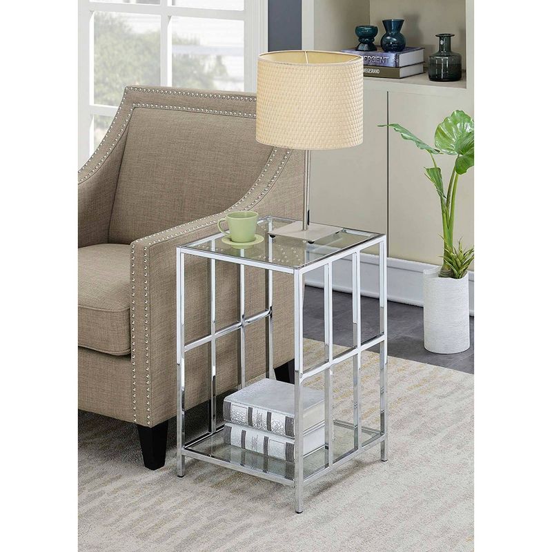 Mission Glass End Table Chrome - Breighton Home, 3 of 6