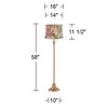 360 Lighting Dyna 58" High Antique Brass and Sage Floral Shade 2-Light Floor Lamp - 4 of 4