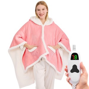 Inhand Wearable Heated Throw Blanket Shawl - 50"x60" Flannel Electric Robe Blanket Hoodie for Winter 5-Position Timer 10 Heating Levels - 1 of 4