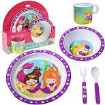 Laptop Lunches 5 Pc Mealtime Feeding Set for Kids and Toddlers - Mermaid - Includes Plate, Bowl, Cup, Fork and Spoon Utensil Flatware