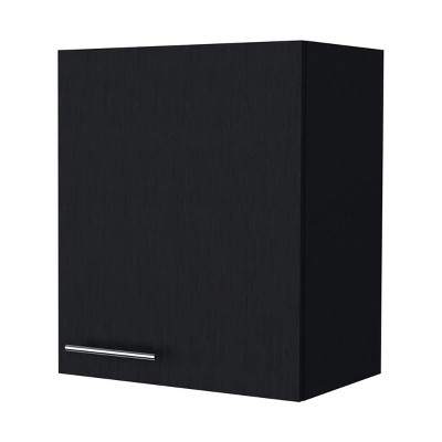 GlasFlength Kitchen Storage 1 Door Kitchen Wall Cabinet Internal Shelves Cabinet Storage Cupboard for Kitchen, Black, 19.7"*13.1"*23.6"