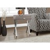 Vynxaria Contemporary Modern Accent Table Brown Laminate (Dark Taupe Wood-Look), Chrome Metal X-Base, 18"L×12"W×22"H - 3 of 4