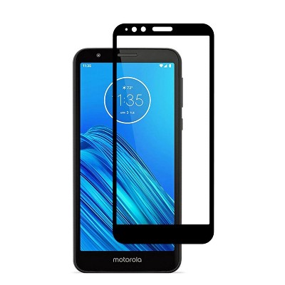 Valor Full Coverage Tempered Glass LCD Screen Protector Film Cover For Motorola Moto E6, Black