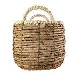 Wrapped Rim Basket Banana Leaf, Corn Husk & Metal - Foreside Home & Garden