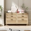 TIRAMISUBEST 51" Rattan Natural Dresser with Drawers, 6 Drawer Dresser, Clothes Storage Cabinet for Hallway, Living Room, Bedroom - 3 of 4