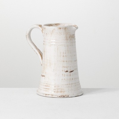 Sullivans Glazed Ceramic Decorative Vase Pitcher 10"H Off-White
