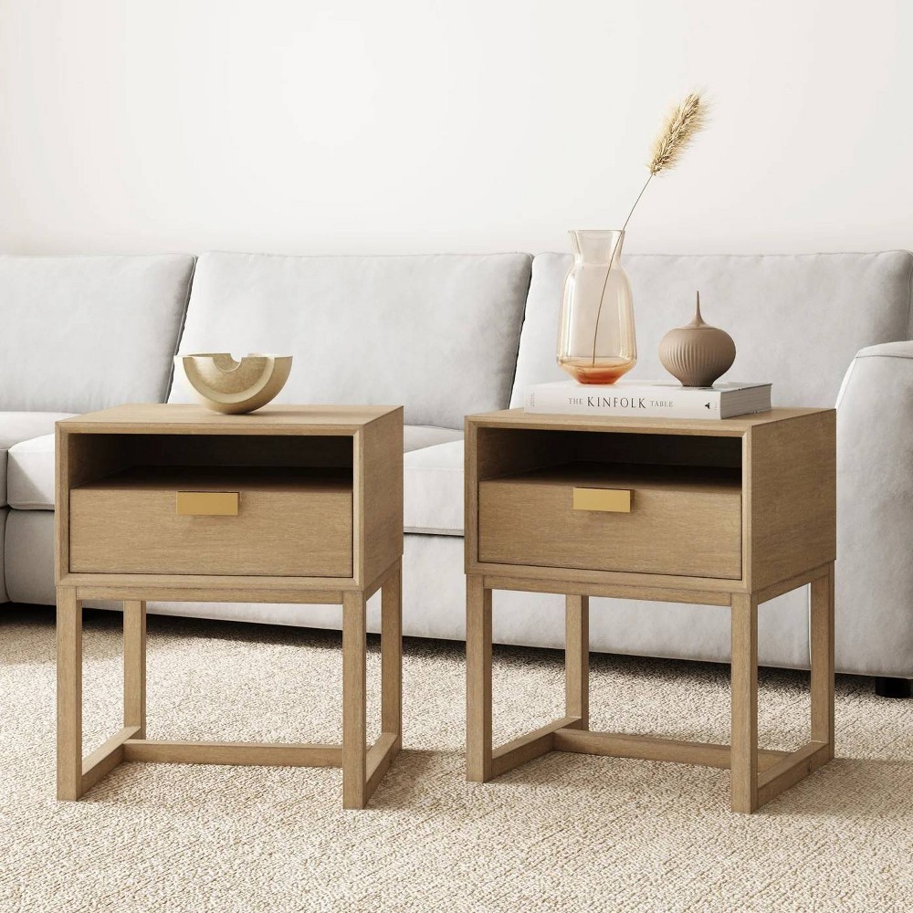 Nathan James Set of 2 Wood Nightstands Brown