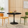 Round Dining Table with Printed Wood Grain Table Top,Metal Base Pedestal Kitchen Table for 4-6 Person for Kitchen Small Space-Maison Boucle - 3 of 4