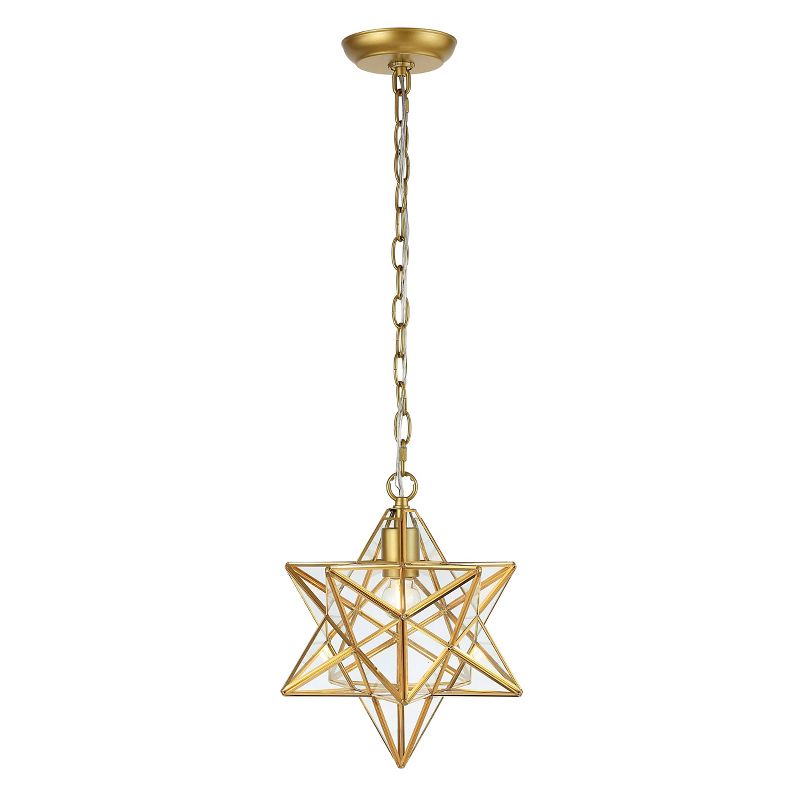 12&#34; LED Metal/Glass Stella Moravian Star Leaf Pendant Gold - JONATHAN Y, 5 of 7