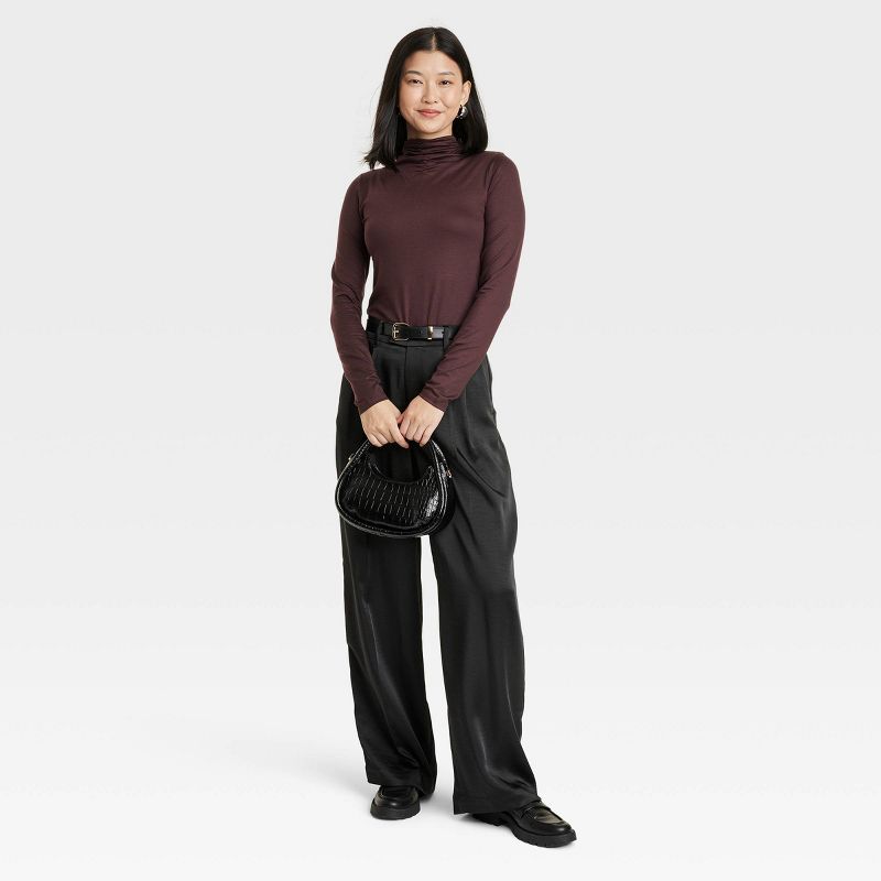 Women&#39;s Ruched Mock Turtleneck Long Sleeve T-Shirt - A New Day&#8482;, 4 of 8