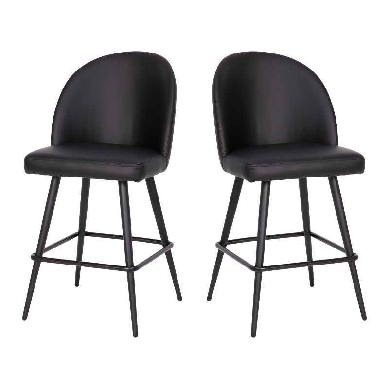 Flash Furniture Lyla Set of 2 Commercial Modern Armless Counter Stools with Contoured Backrests, Steel Frames and Footrests-Set of 2, 1 of 12