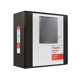 5" Staples Standard View Binder with D-Rings Black 976180 - 1 of 4