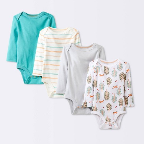 Baby 4pk Basic Long Sleeve Bodysuit - Cloud Island™ : Target