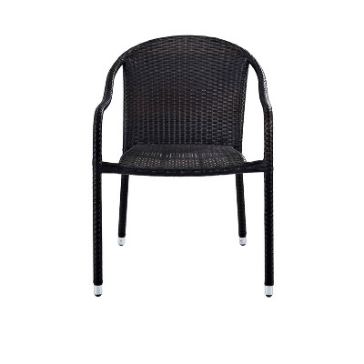 Palm Harbor Black Wicker Outdoor Bistro Chair Set