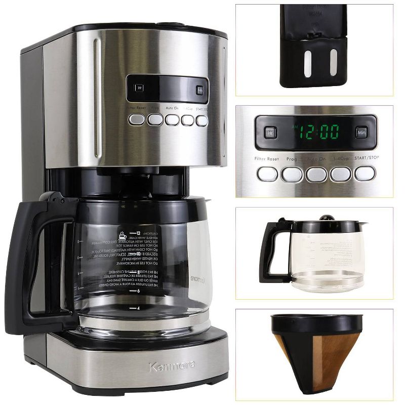 Kenmore Aroma Control Programmable 12-Cup Coffee Maker - Black/Stainless, 3 of 13