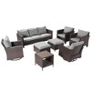 Sonkuki 8-Piece Patio Conversation Set with Swivel Rocking Chair and Side Table, Navy Blue Cushion - 2 of 4